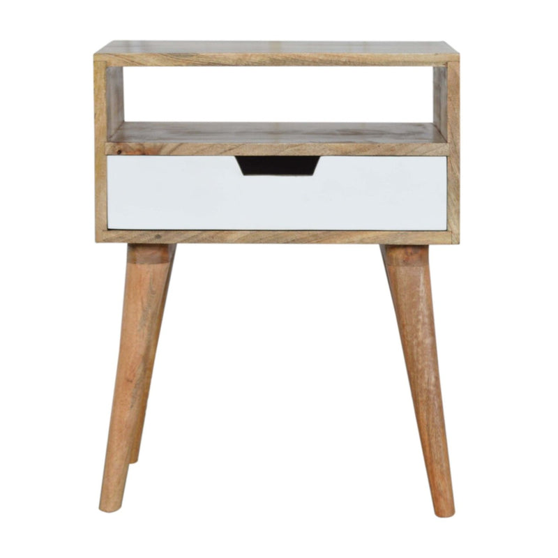 White Painted Drawer Bedside Table | Oak Mango Wood