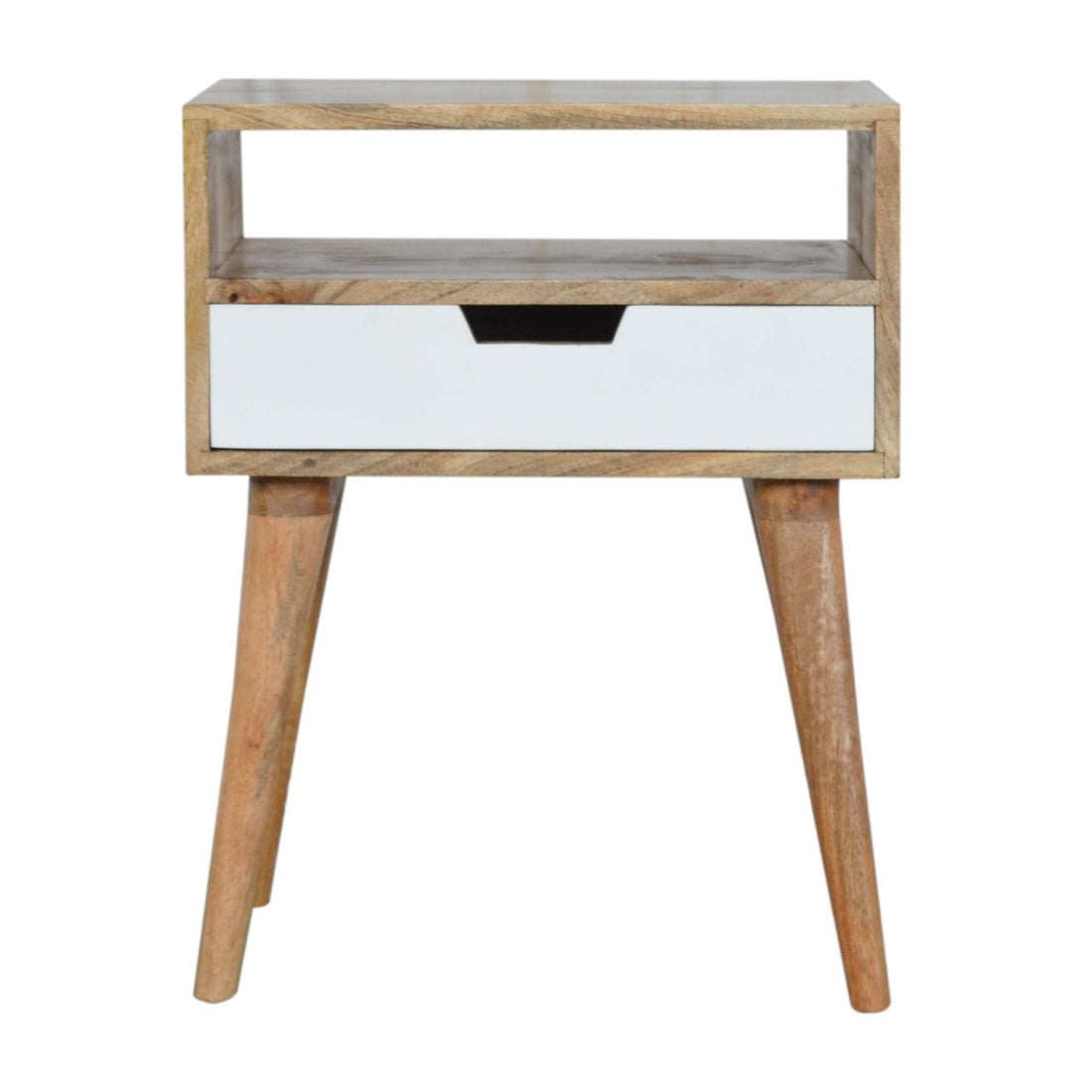 White Painted Drawer Bedside Table | Oak Mango Wood