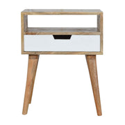 White Painted Drawer Bedside Table | Oak Mango Wood