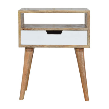 White Painted Drawer Bedside Table | Oak Mango Wood