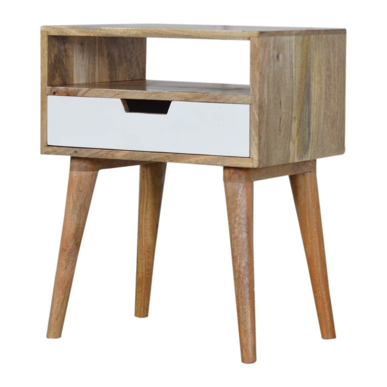 White Painted Drawer Bedside Table | Oak Mango Wood