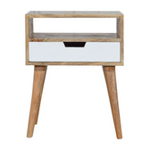 White Painted Drawer Bedside Table | Oak Mango Wood