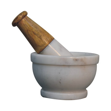 IN1881 - Large Half Wood Half Marble Pestle and Mortar