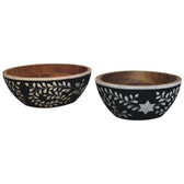 Floral Resin Inlay Bowl Set Storage Bench