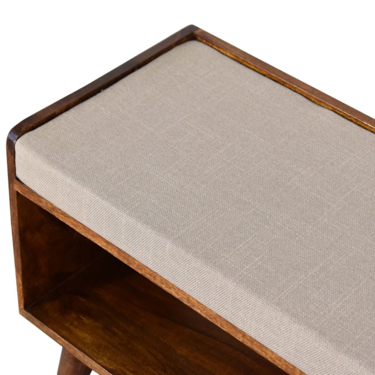 Mud Linen Nordic Storage Bench | Chestnut Hidden Storage