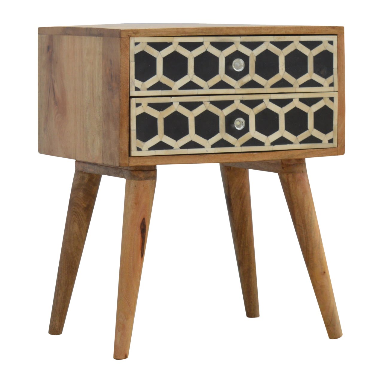 Bone Inlay Bedside with 2-Drawers Bedside Table