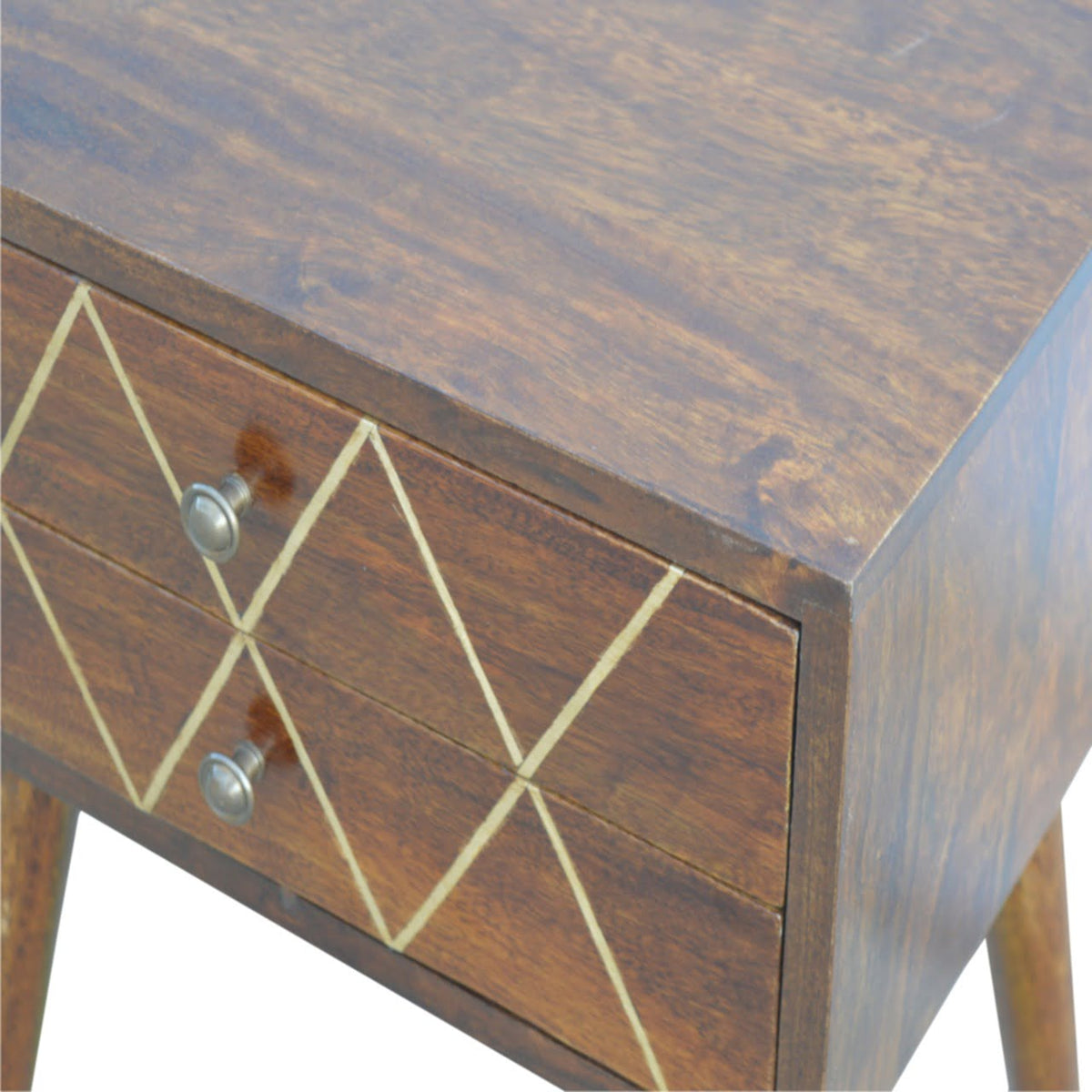 Geo Brass Inlay Bedside Table