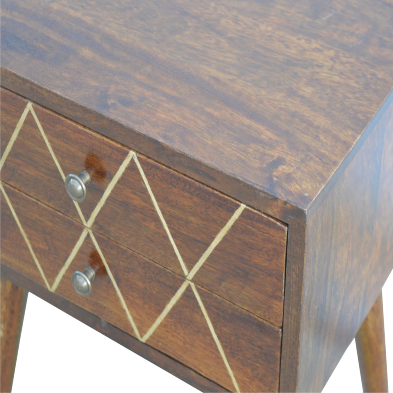 Geo Brass Inlay Bedside Table
