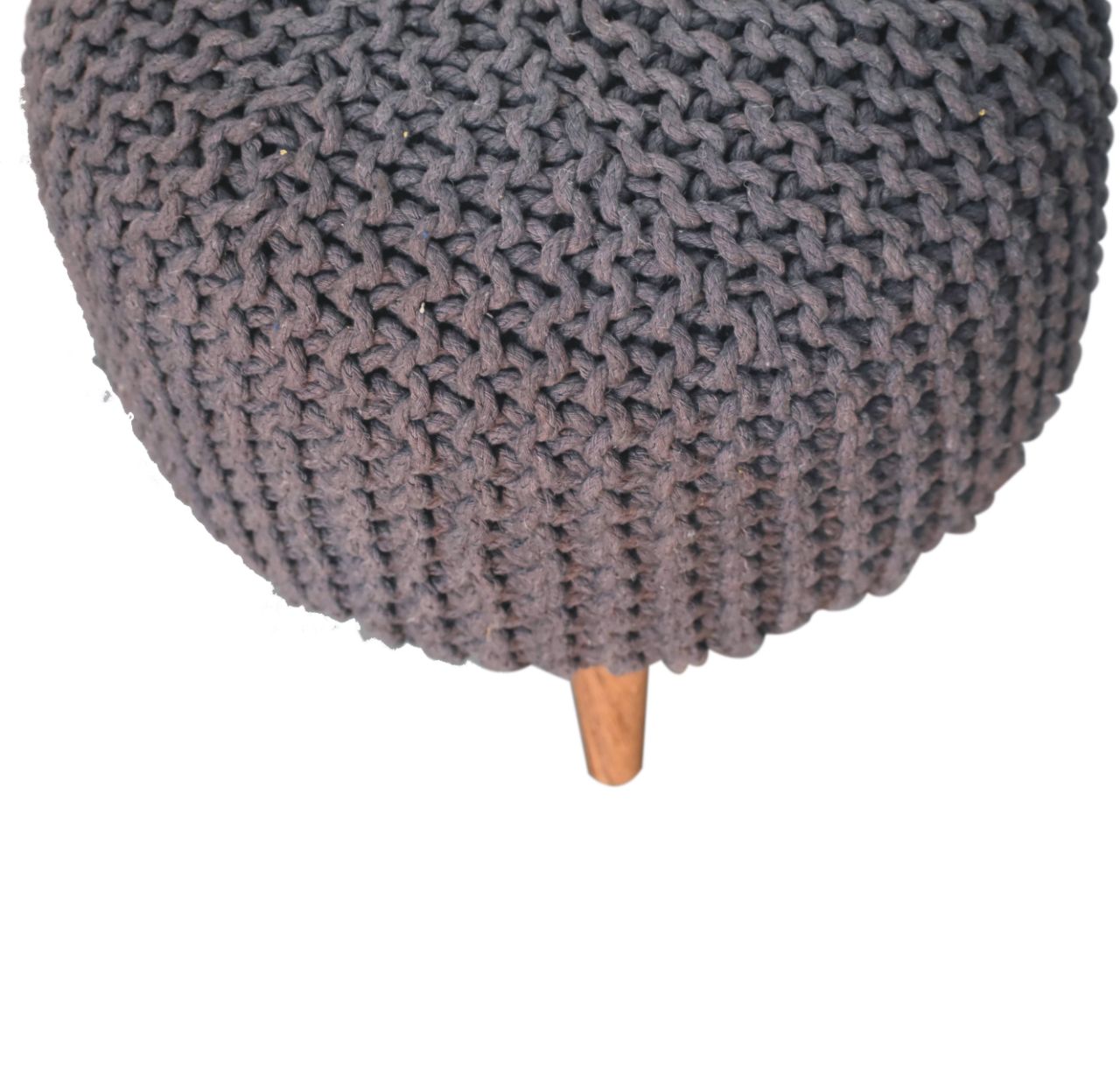 Keeva Grey Round Footstool | Oak Solid Mango Wood