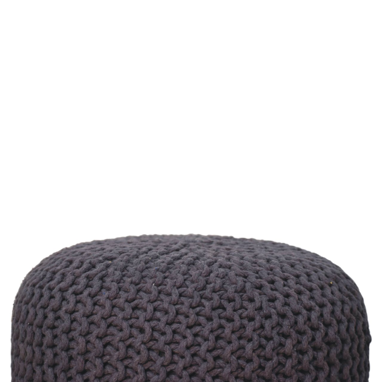 Keeva Grey Round Footstool | Oak Solid Mango Wood