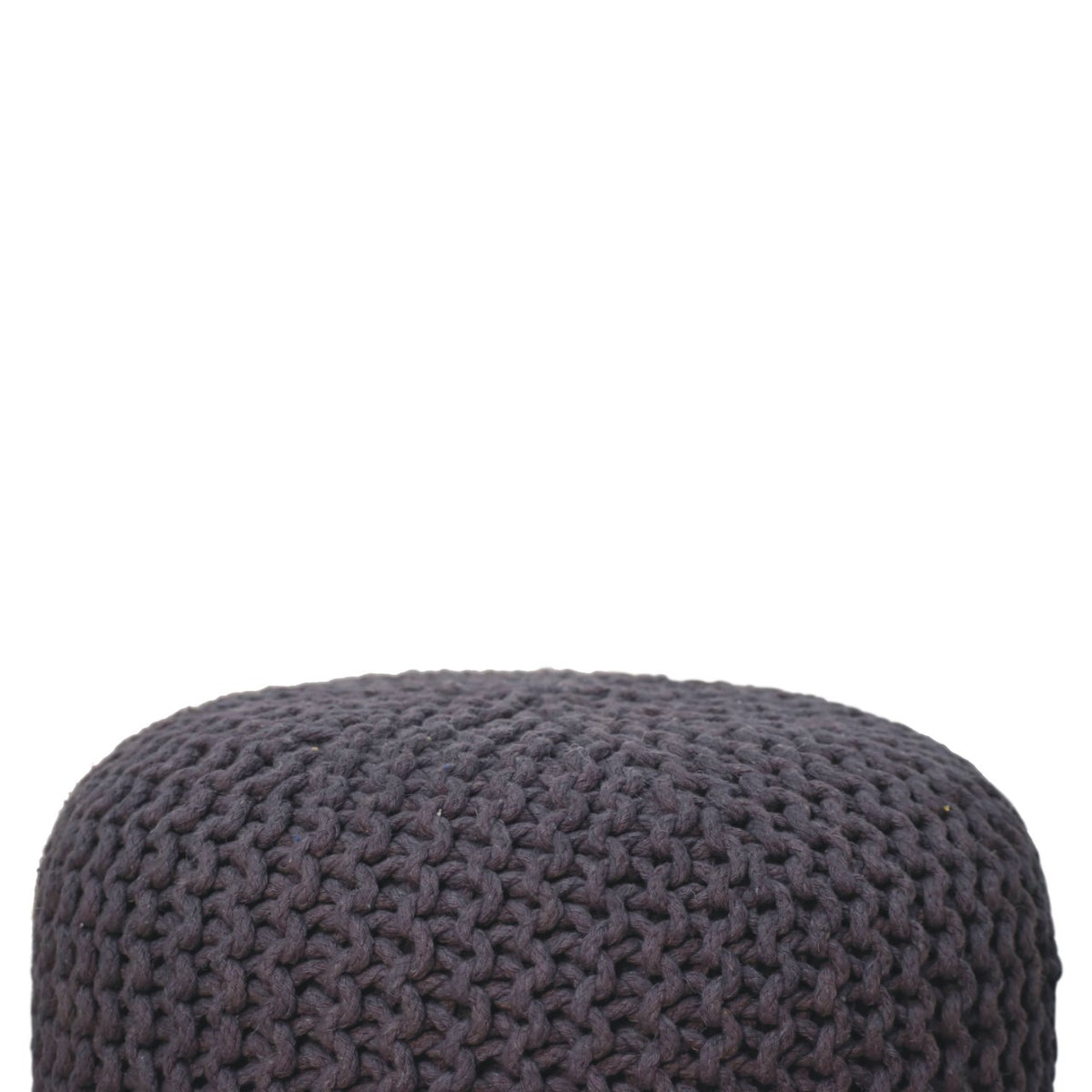 Keeva Grey Round Footstool | Oak Solid Mango Wood