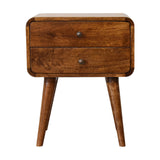 Curved Chestnut Bedside Table