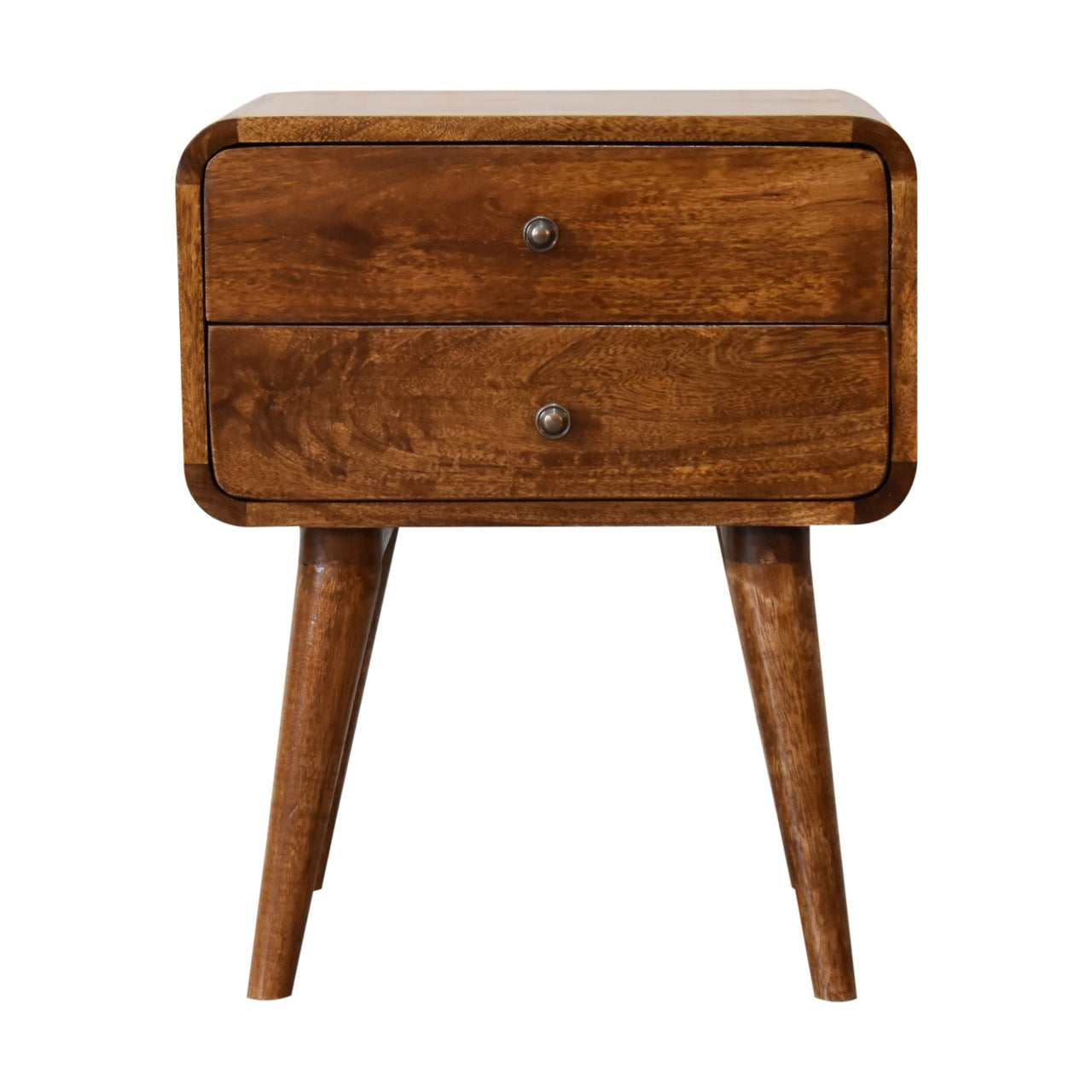 Curved Chestnut Bedside Table