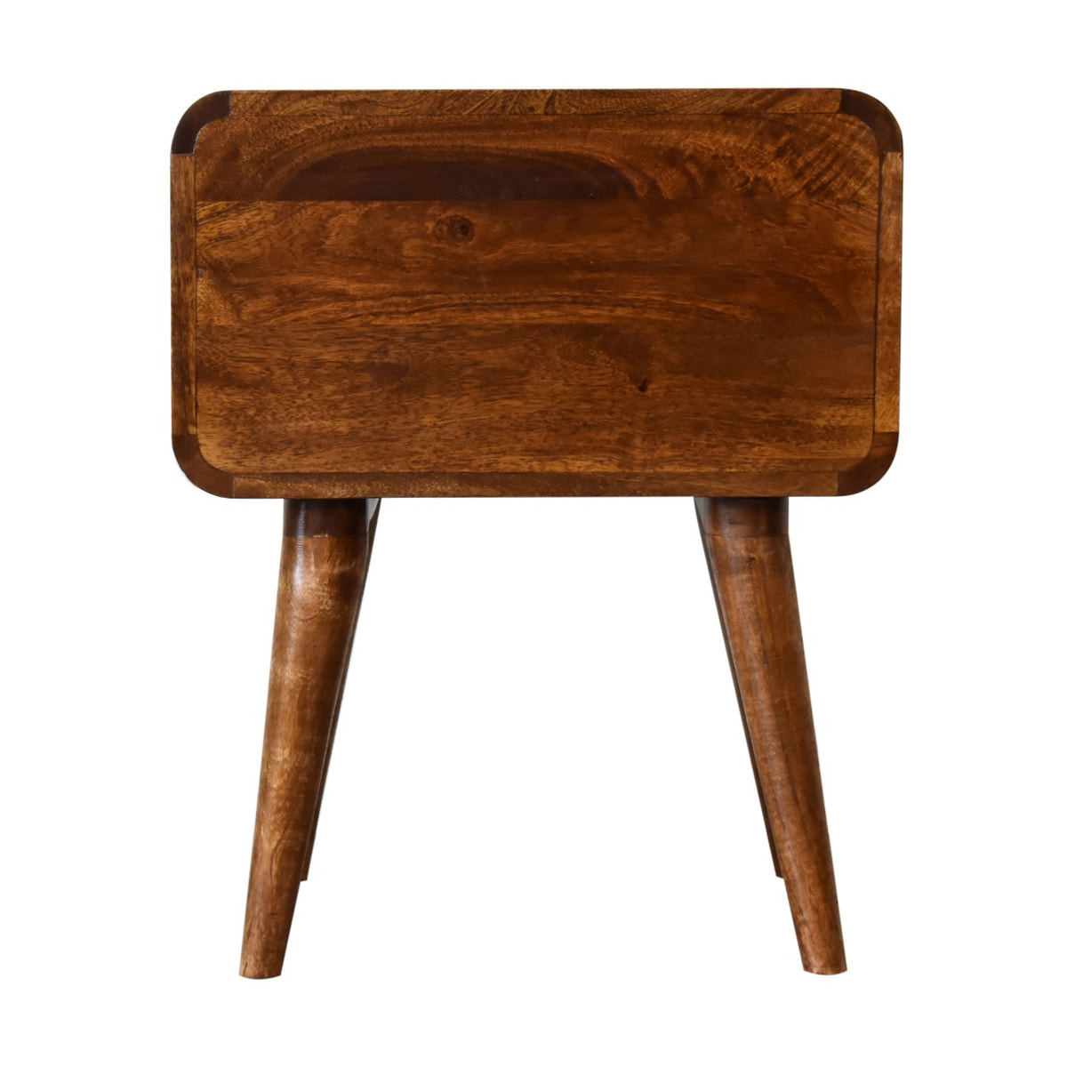 Curved Chestnut Bedside Table