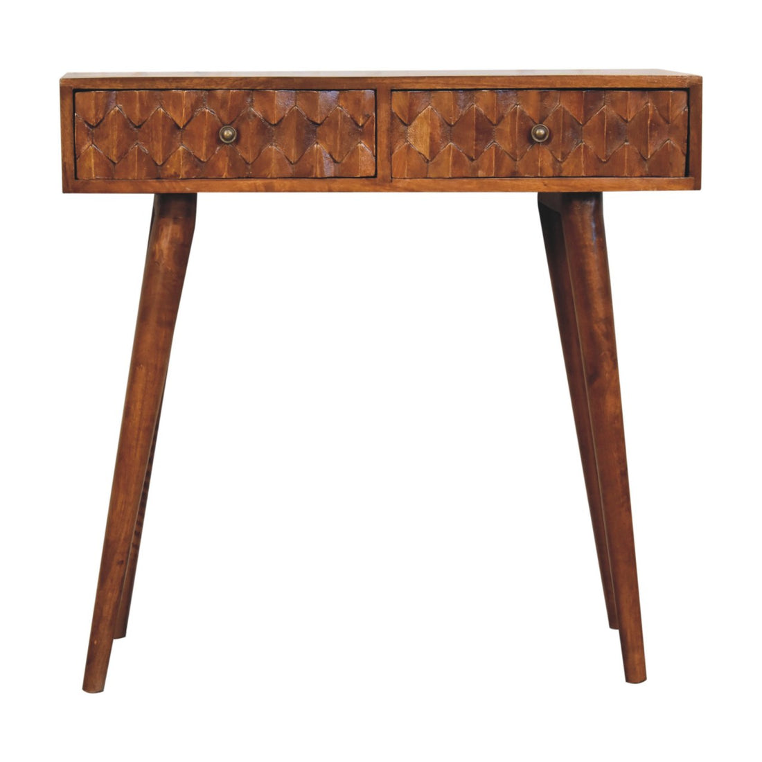 Chestnut Pineapple Console Chest of Drawers | Hand-Carved