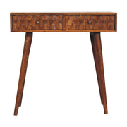 Chestnut Pineapple Console Chest of Drawers | Hand-Carved