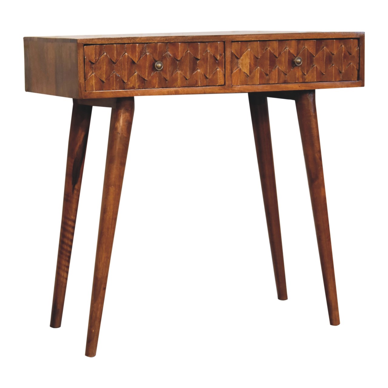 Chestnut Pineapple Console Chest of Drawers | Hand-Carved