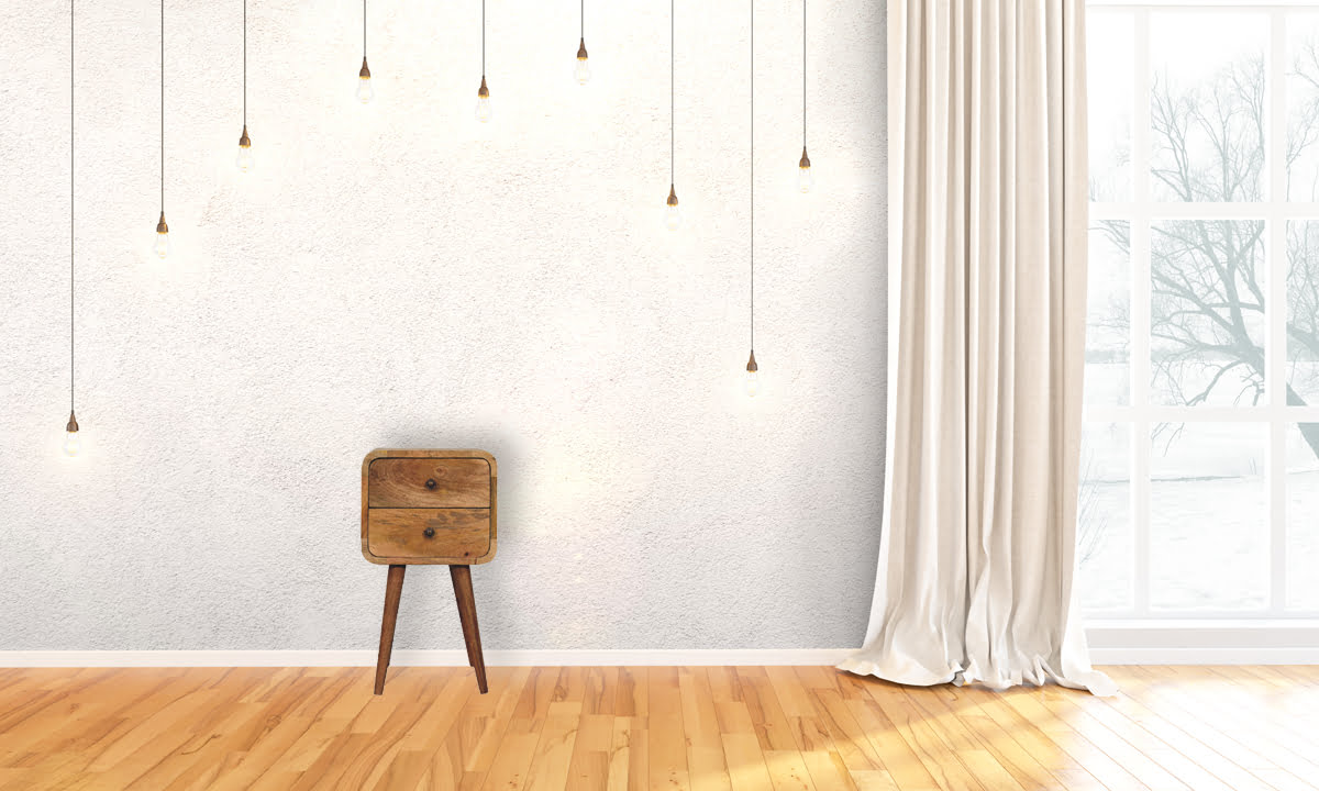 Mini Oak-ish Curved Bedside Table