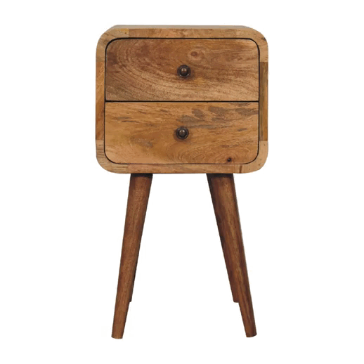 Mini Oak-ish Curved Bedside Table