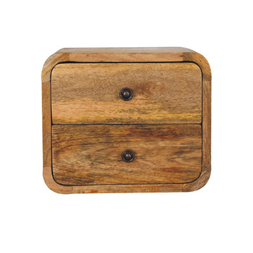 Mini Curve Oak-ish Floating Bedside Table | Wall-Mounted