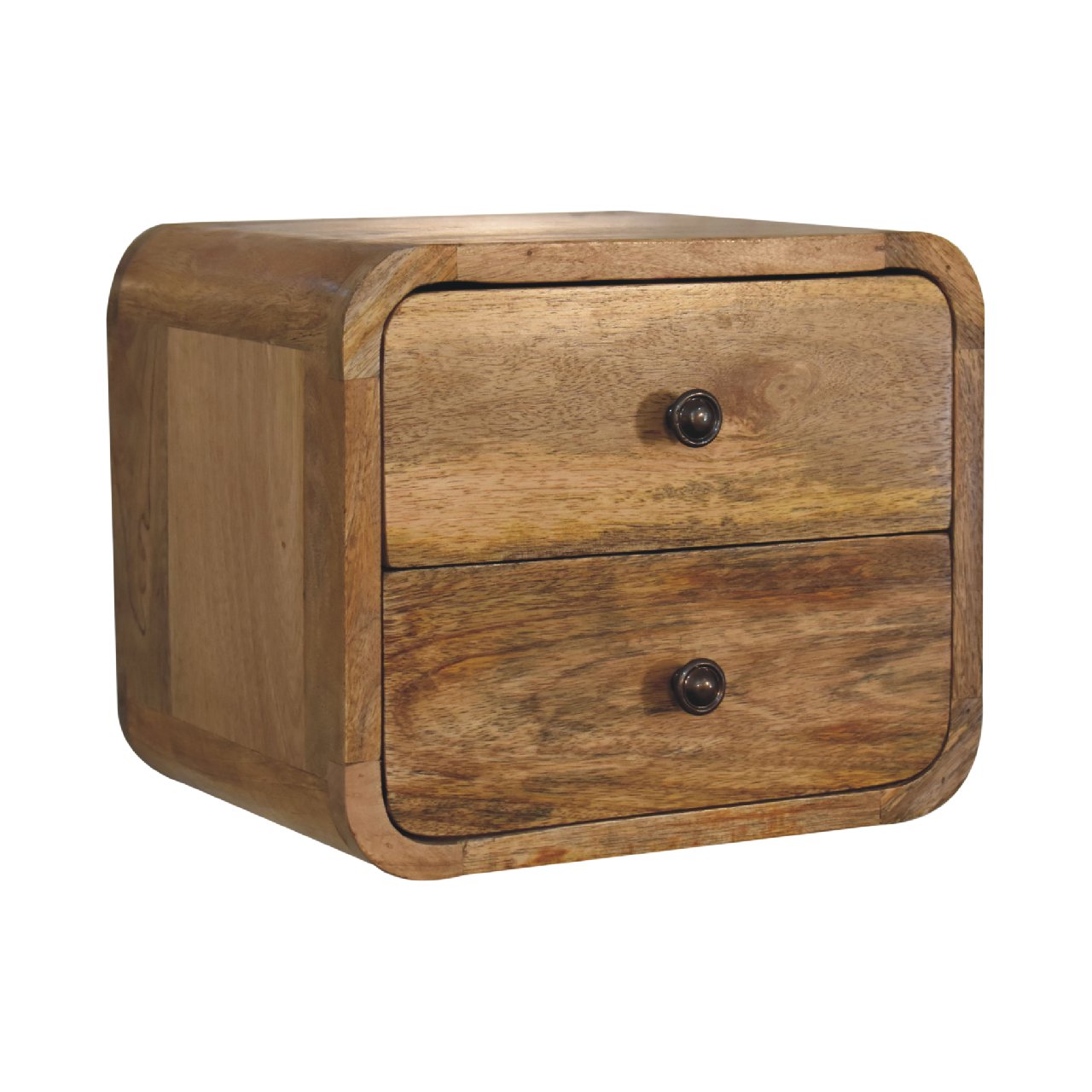 Mini Curve Oak-ish Floating Bedside Table | Wall-Mounted