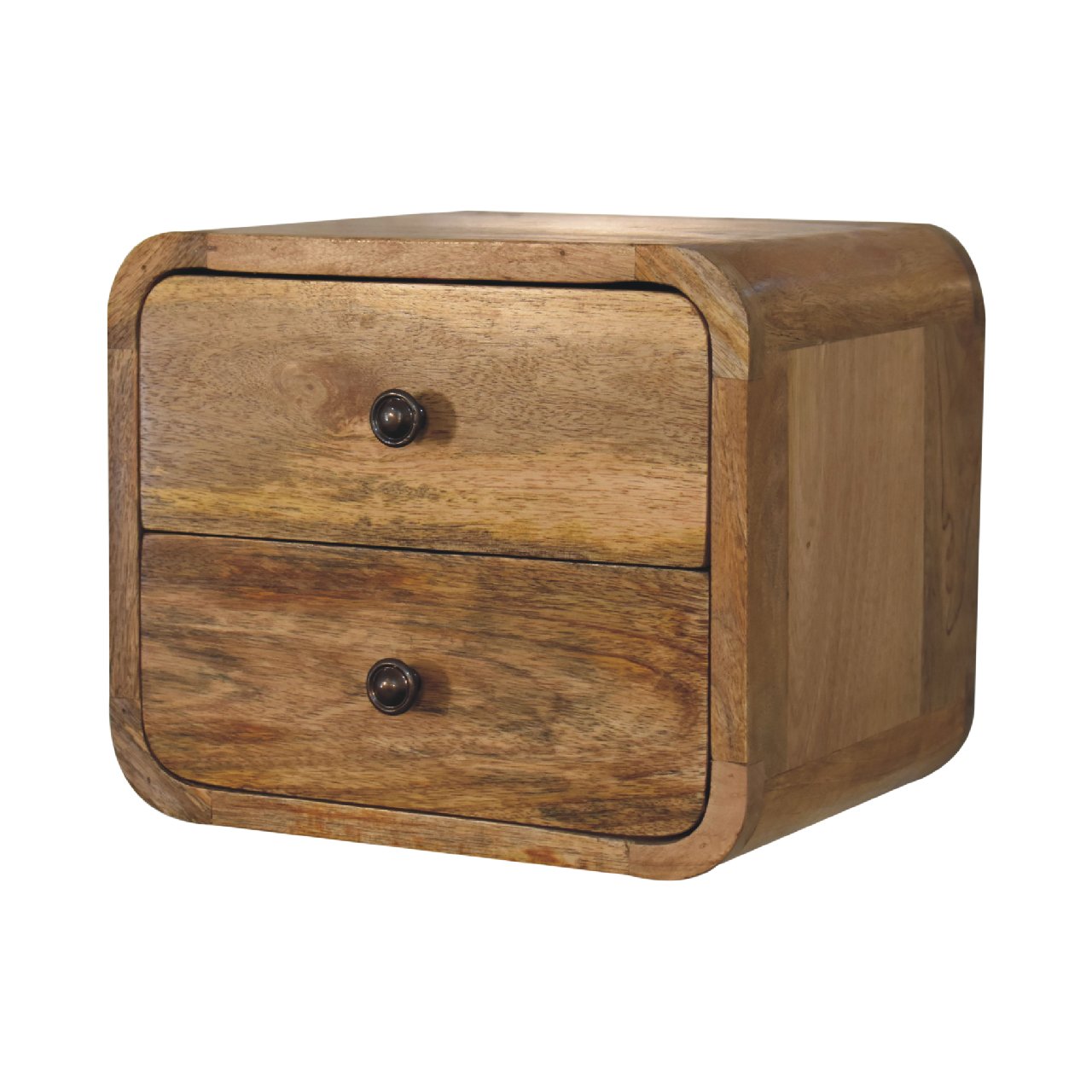 Mini Curve Oak-ish Floating Bedside Table | Wall-Mounted