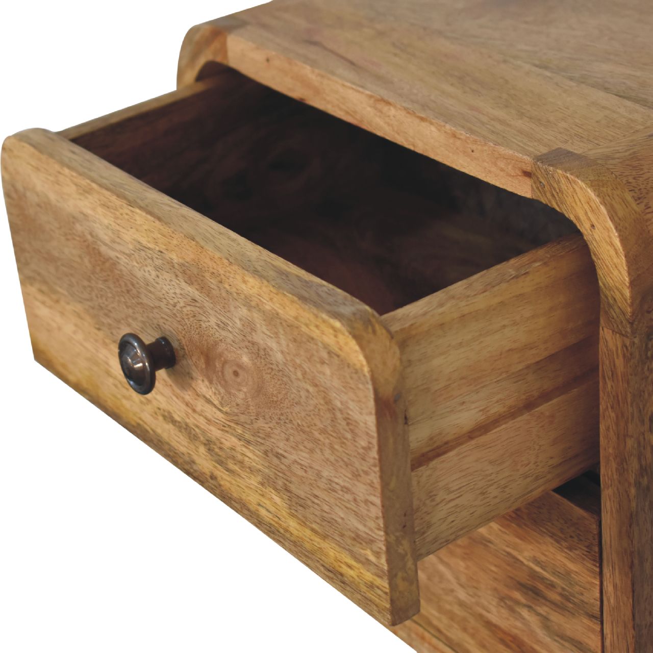 Mini Curve Oak-ish Floating Bedside Table | Wall-Mounted