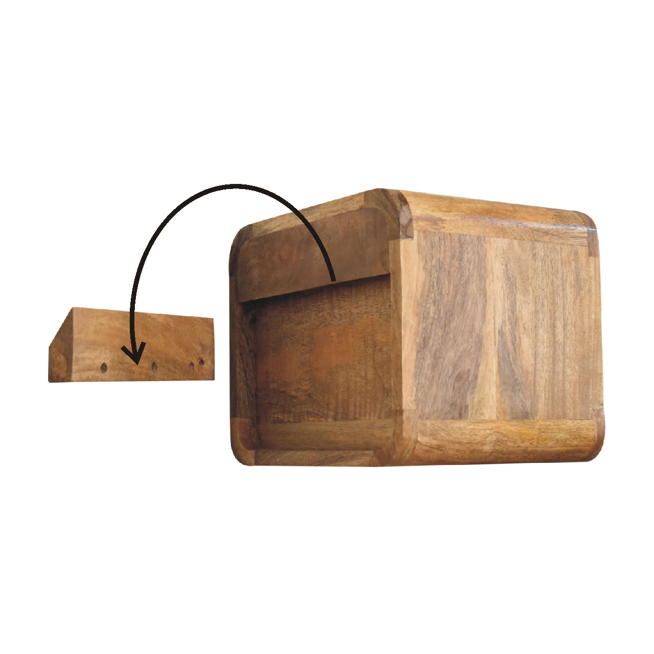 Mini Curve Oak-ish Floating Bedside Table | Wall-Mounted