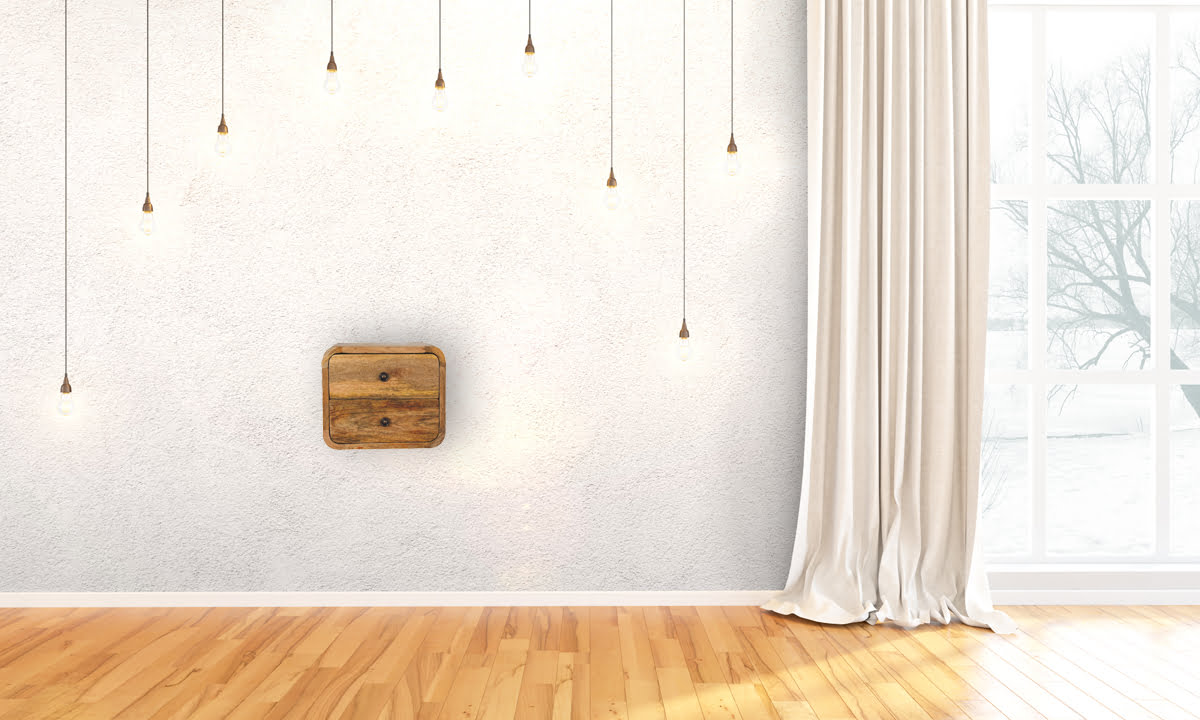 Mini Curve Oak-ish Floating Bedside Table | Wall-Mounted