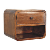 Mini Curve Floating Bedside Table | Chestnut Solid Mango Wood Wall-Mounted
