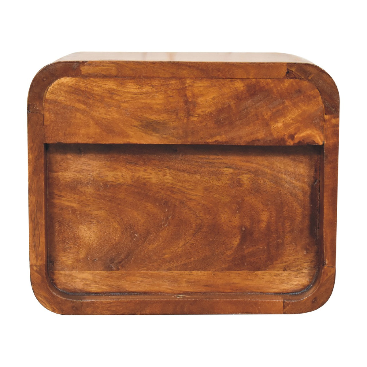 Mini Curve Floating Bedside Table | Chestnut Solid Mango Wood Wall-Mounted