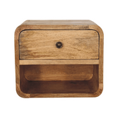 Mini Oak-ish Floating Open Bedside Table | Wall-Mounted