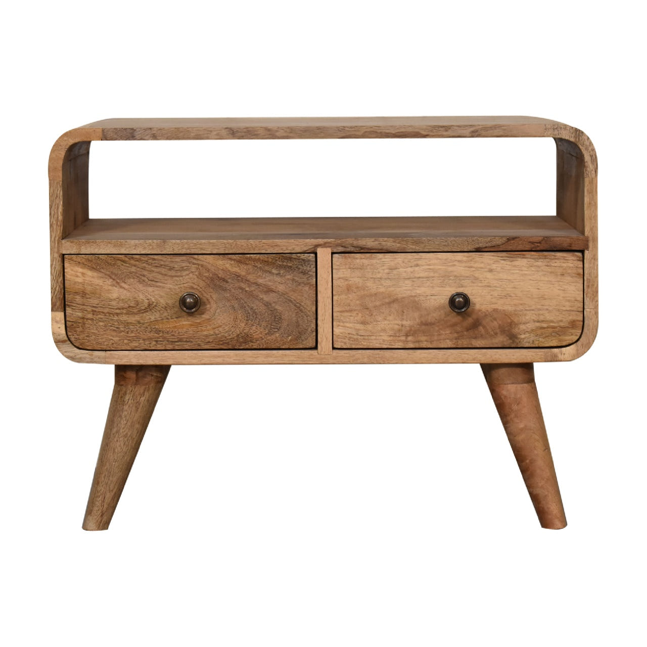 Mini Curved Oak-ish TV Media Unit