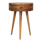 Mini Oak-ish Circular Shape Bedside Table