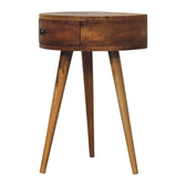 Mini Oak-ish Circular Shape Bedside Table