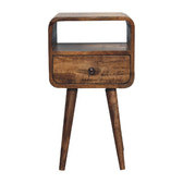Mini Grey Wash Curve Open Bedside Table