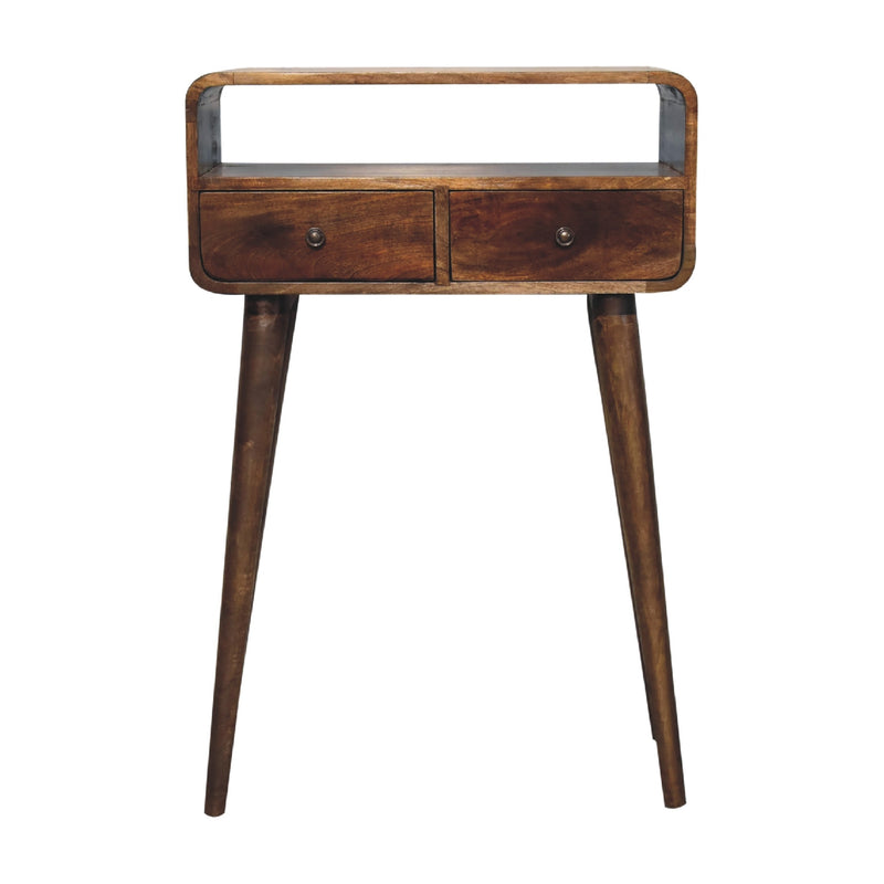 Mini Grey-wash Curved Console Table