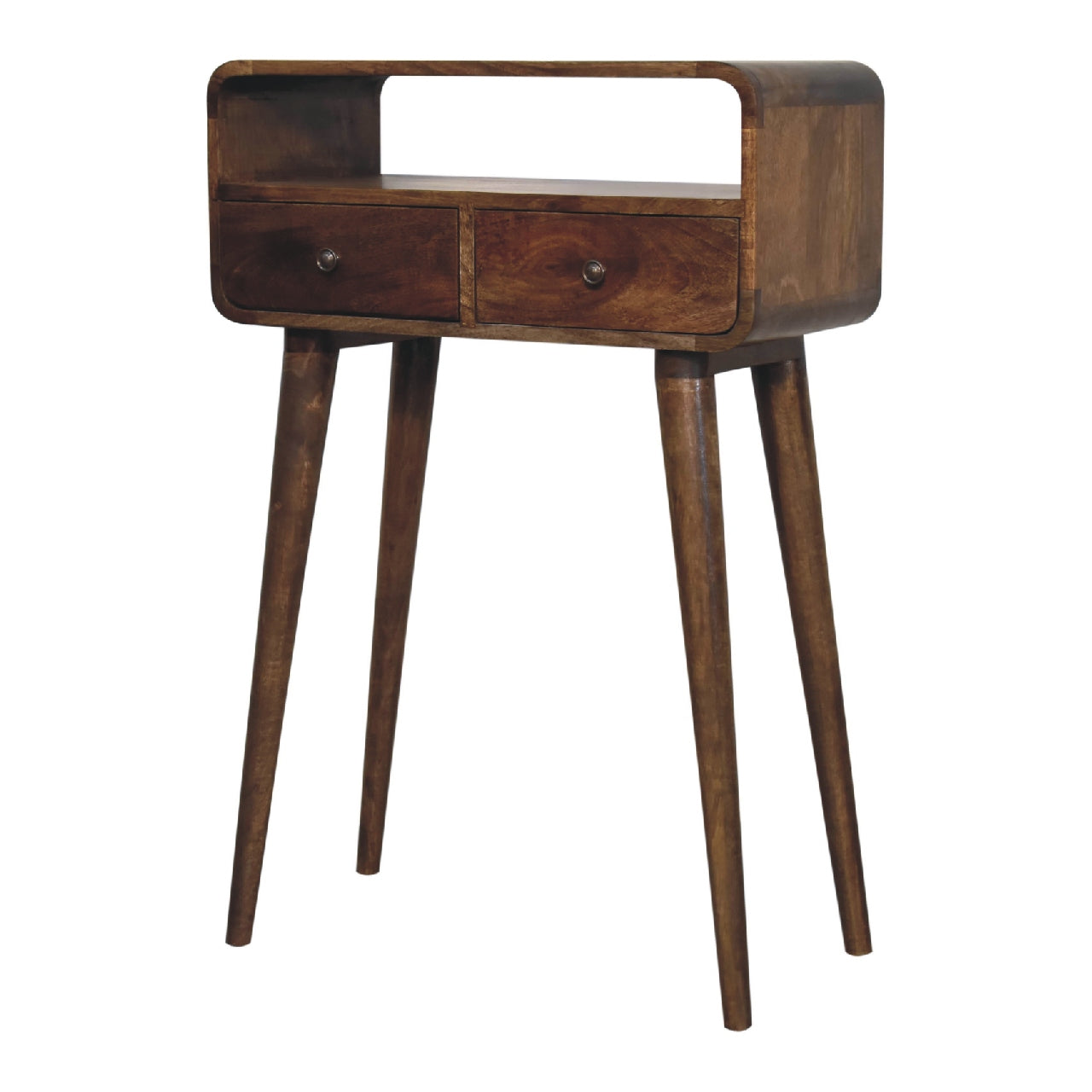 Mini Grey-wash Curved Console Table