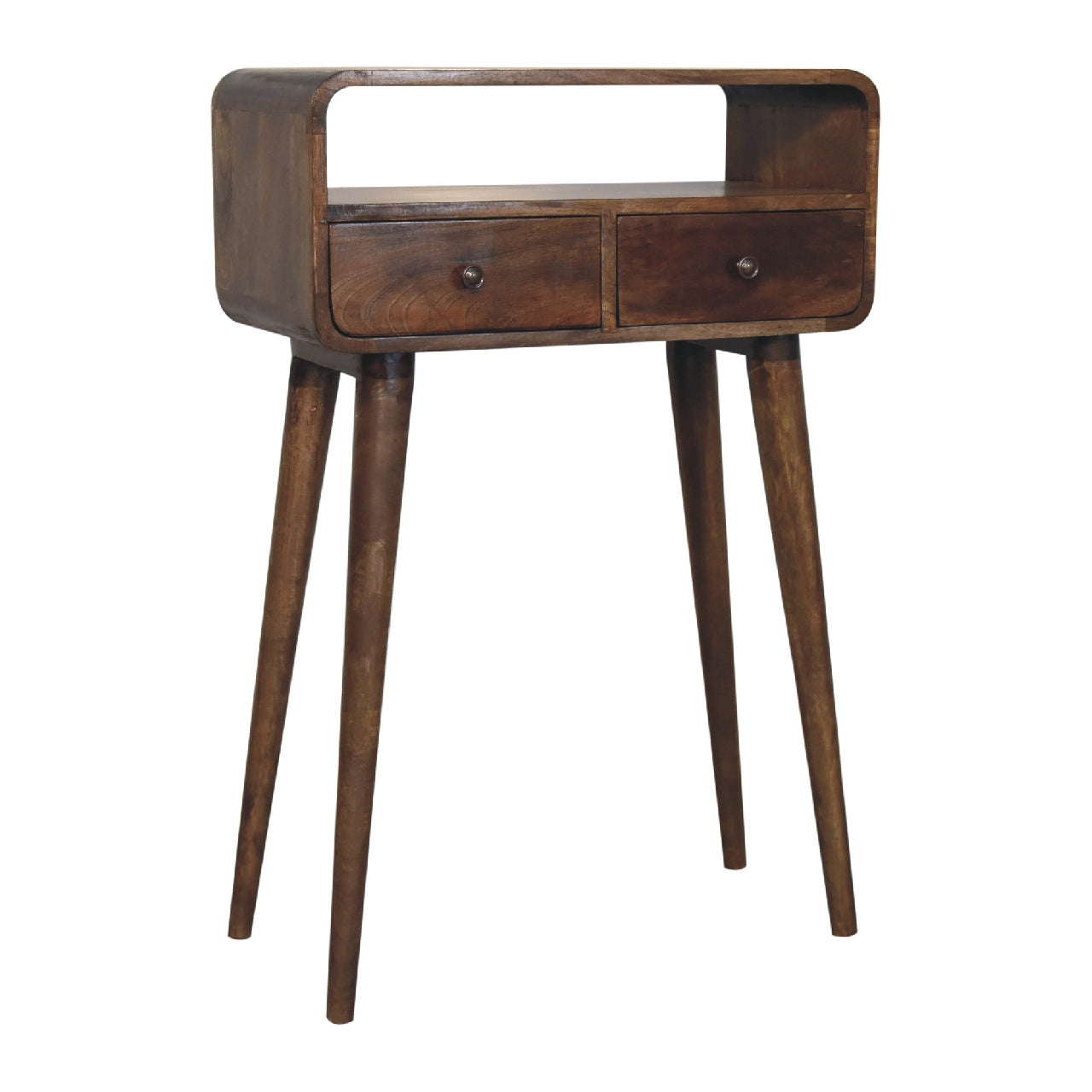 Mini Grey-wash Curved Console Table