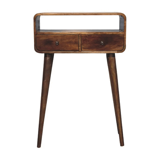 Mini Grey-wash Curved Console Table