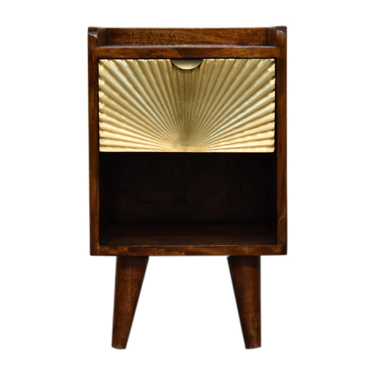 Mini Manila Gold 1-Drawer Bedside Table | Chestnut Solid Mango Wood
