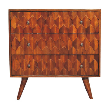 Pineapple Chestnut Carved Chest of Drawers | Hand-Carved