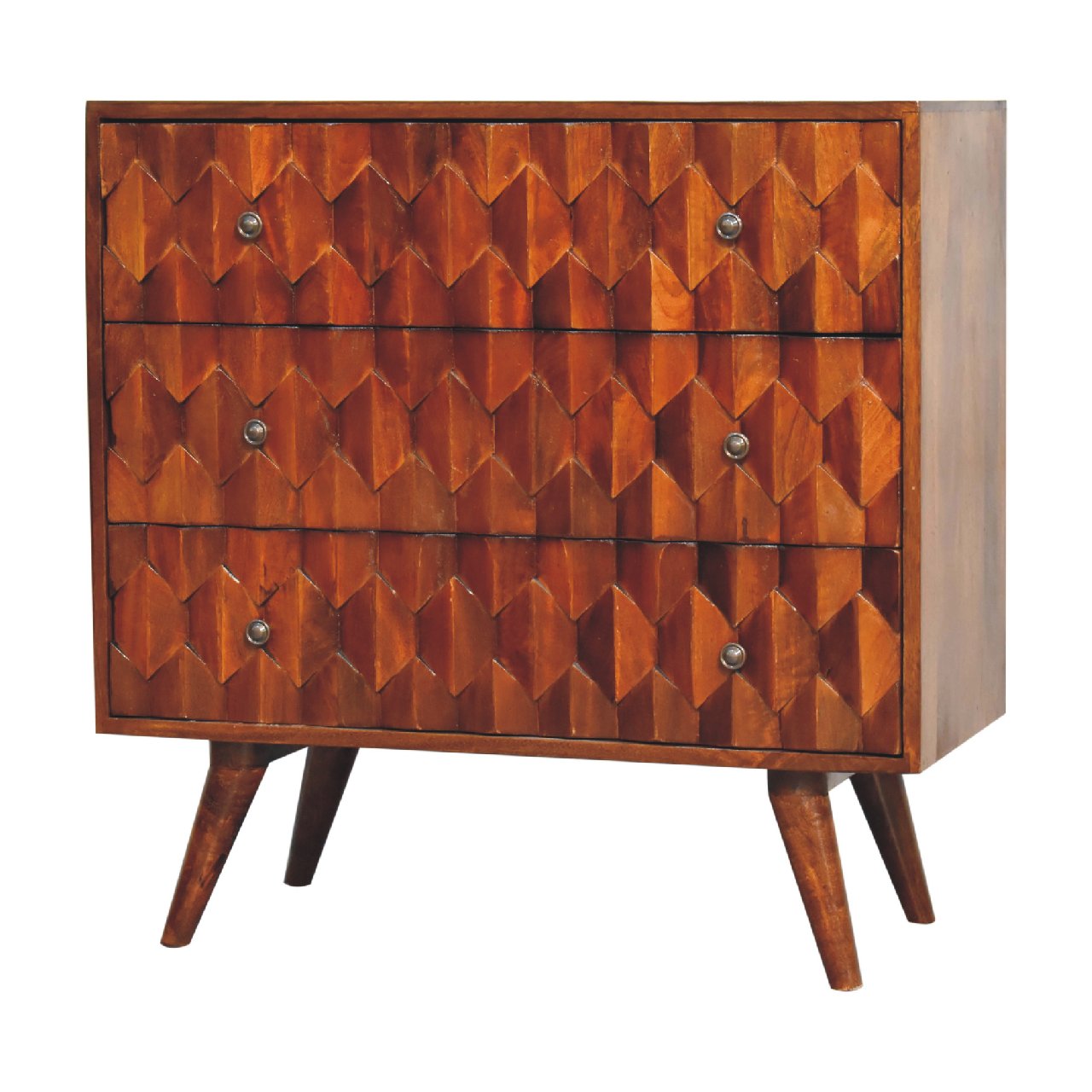Pineapple Chestnut Carved Chest of Drawers | Hand-Carved