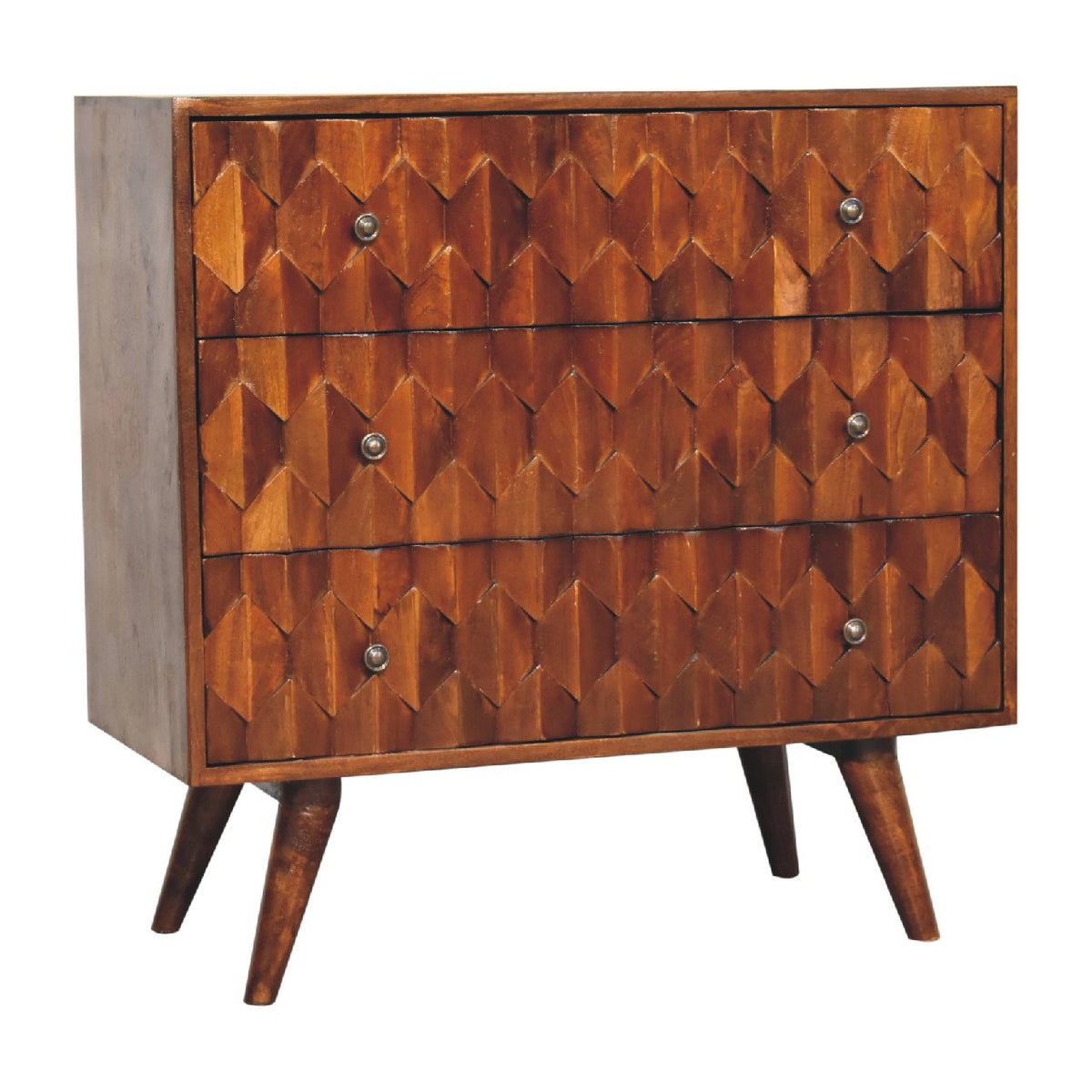 Pineapple Chestnut Carved Chest of Drawers | Hand-Carved