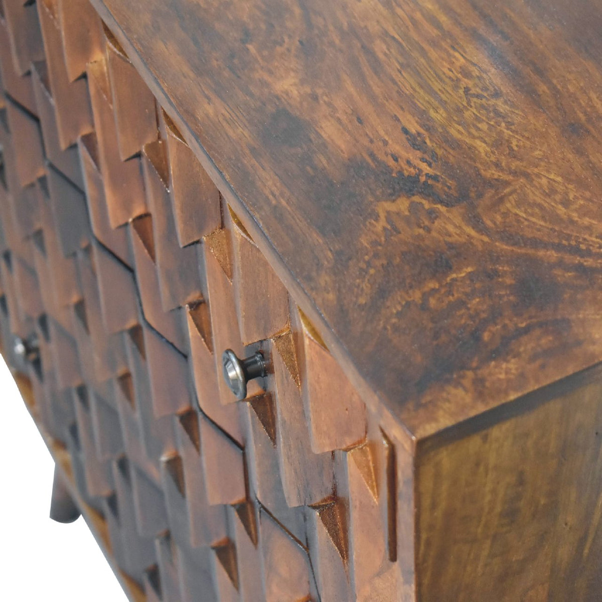 Pineapple Chestnut Carved Chest of Drawers | Hand-Carved