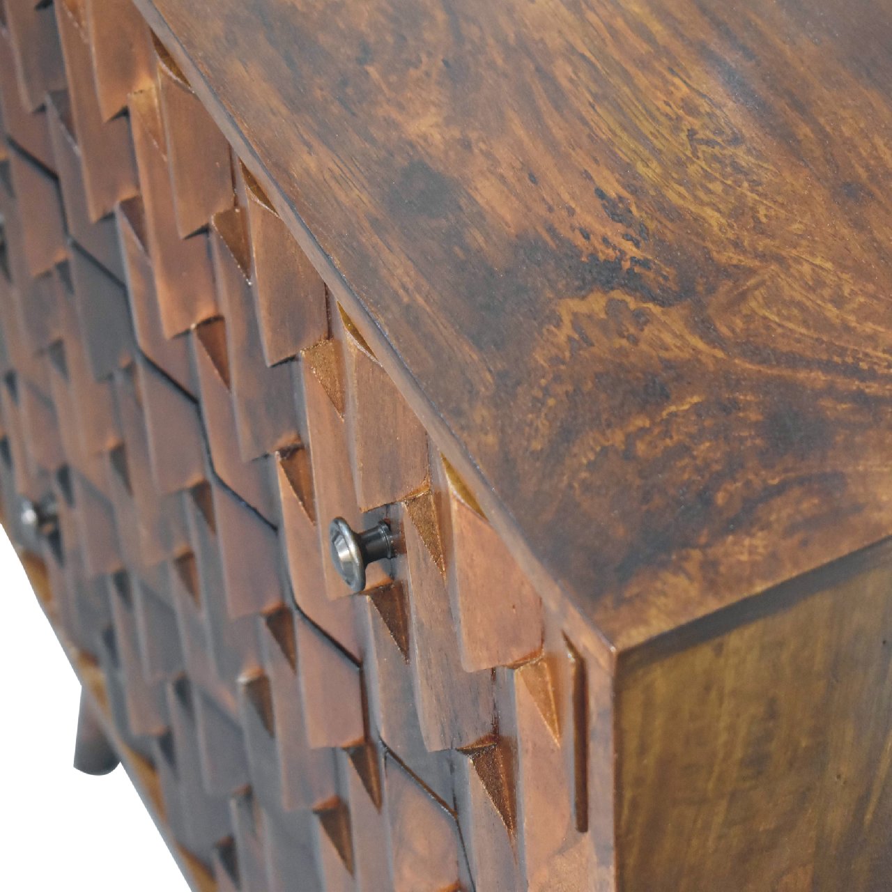 Pineapple Chestnut Carved Chest of Drawers | Hand-Carved
