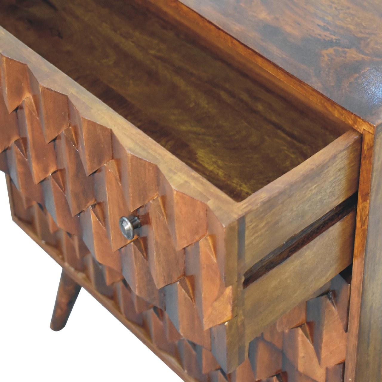 Pineapple Chestnut Carved Chest of Drawers | Hand-Carved