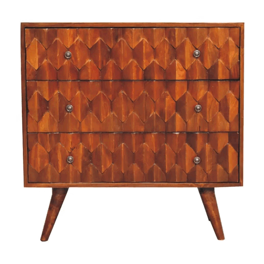 Pineapple Chestnut Carved Chest of Drawers | Hand-Carved