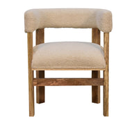 Cream Boucle Solid Wood Chair