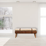 Bouclé Buffalo Hide Leather Bench